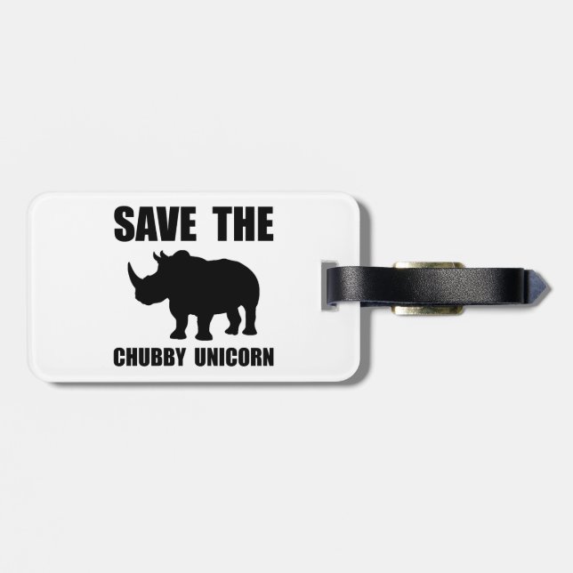 Chubby Unicorn Rhino Luggage Tag (Back Horizontal)