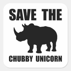 Chubby Unicorn Rhino Square Sticker