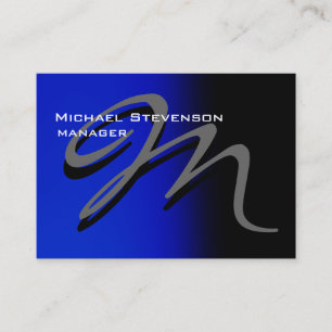 Chubby Unique Black Blue Monogram Business Card