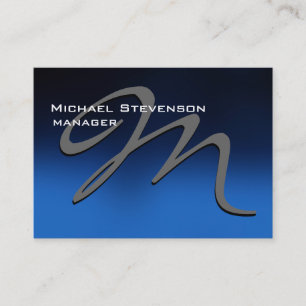 Chubby Unique Blue Grey Monogram Business Card