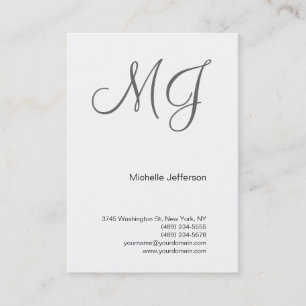 Chubby Unique Monogram White Grey Business Card