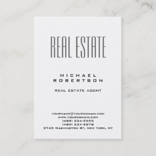 Chubby White Clean Real Estate Agent Business Card
