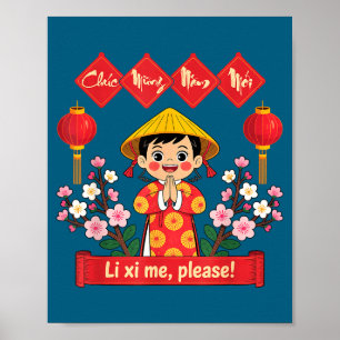 Chuc Mung Nam Moi 2026 Girl Vietnamese Lunar New Y Poster