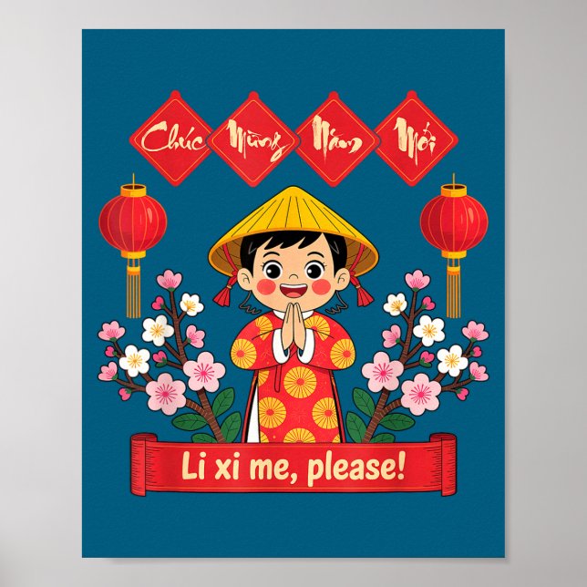 Chuc Mung Nam Moi 2026 Girl Vietnamese Lunar New Y Poster (Front)