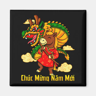 Chuc Mung Nam Moi 2026 Year Of The Horse Dragon Da Magnet