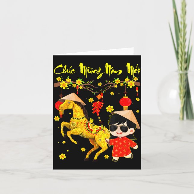 Chuc Mung Nam Moi Binh Ngo Tet 2026 Vietnamese Gir Card (Front)