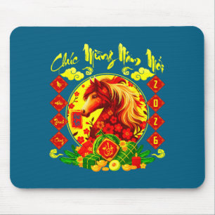 Chuc Mung Nam Moi Happy New Year 2026 Horse Vietna Mouse Pad