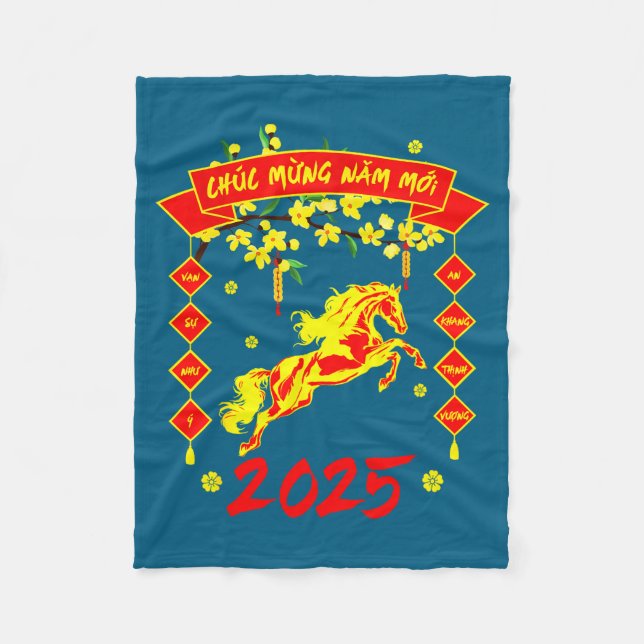 Chuc Mung Nam Moi Happy Vietnamese Lunar New Year  Fleece Blanket (Front)