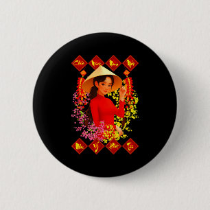 Chuc Mung Nam Moi Tet Binh Ngo 2026 Vietnamese Gir 6 Cm Round Badge