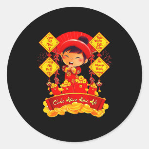 Chuc Mung Nam Moi Tet Vietnamese New Year Decorati Classic Round Sticker