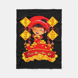 Chuc Mung Nam Moi Tet Vietnamese New Year Decorati Fleece Blanket
