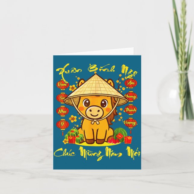 Chuc Mung Nam Moi Vietnamese New Year Of The Horse Card (Front)