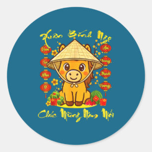 Chuc Mung Nam Moi Vietnamese New Year Of The Horse Classic Round Sticker