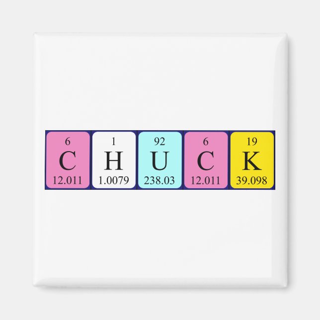 Chuck periodic table name magnet (Front)
