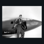 Chuck Yeager Bell X-1 poster 16"x20"<br><div class="desc">US Air Force photo of Chuck Yeager standing beside the Bell X-1,  “Glamourous Glennis”,  the plane he flew to become the first to break the sound barrier on October 14,  1947.</div>