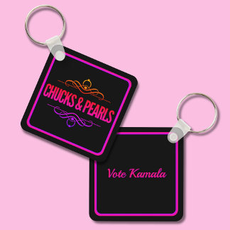 Chucks & Pearls Vote Kamala Black Key Ring