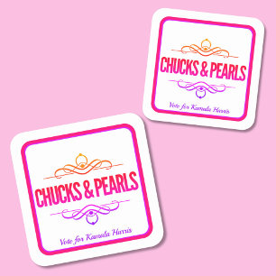 Chucks & Pearls Vote Kamala Square Sticker