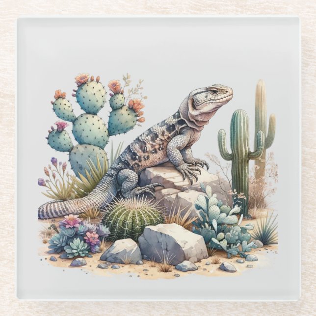 Chuckwalla Chillin Glass Coaster (Front)