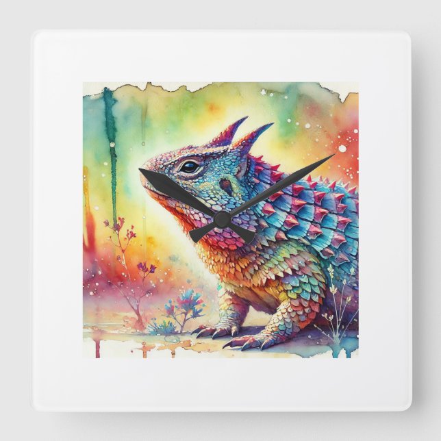 Chuckwalla in the Desert Sun 030924AREF107 - Water Square Wall Clock (Front)