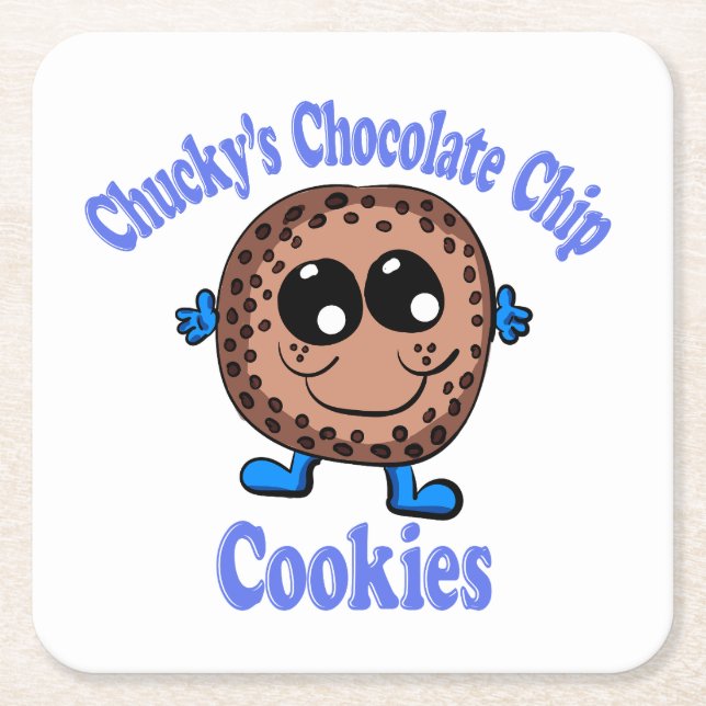 Chucky's Chocolate Chip Cookies Square Paper Coaster (Front)
