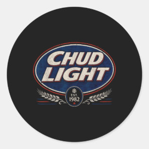 Chud Light Funny Parody Beer Style Humour Vintage Classic Round Sticker