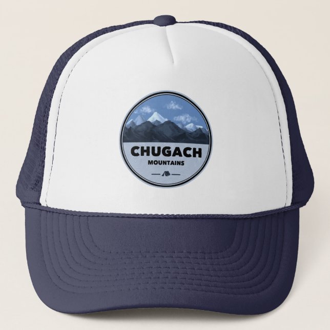 Chugach Mountains Alaska Camping Trucker Hat (Front)