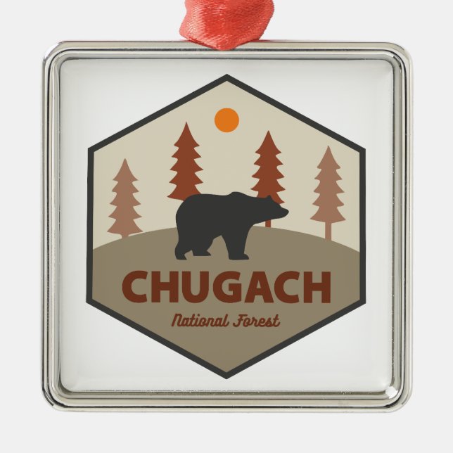 Chugach National Forest Alaska Bear Metal Ornament (Front)