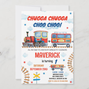 Chugga Cho Train Kids Boy Birthday Invitation