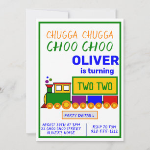 Chugga Choo Choo Boy's 2nd Birthday Invitation