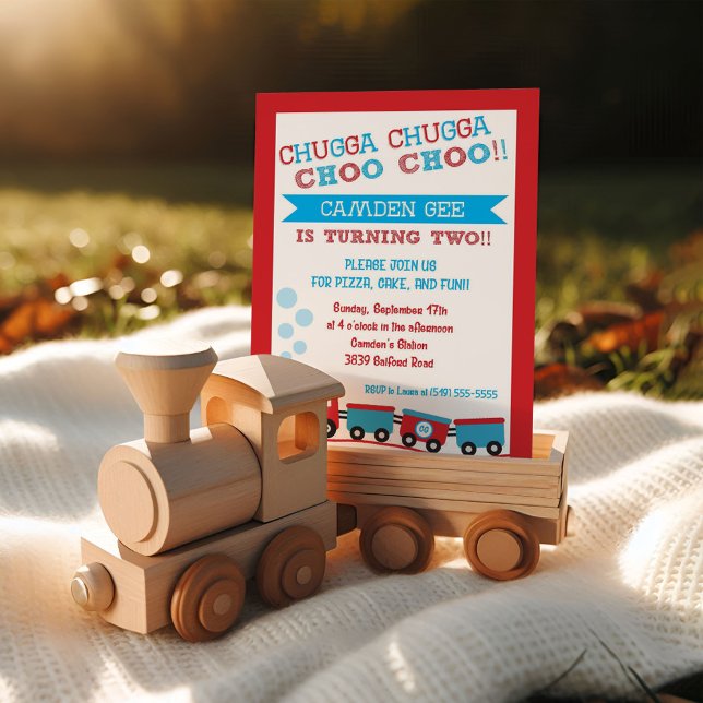 Chugga Choo, Choo, train birthday party invitation (Creator Uploaded)
