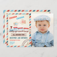 Chugga Choo Train Vintage Boy Red Blue Birthday
