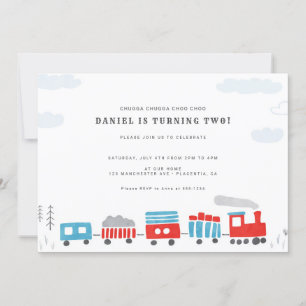 Chugga Chugga Choo choo Train Birthday Party Invitation