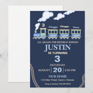 Chugga, Chugga Cute Train Birthday Party Invitation
