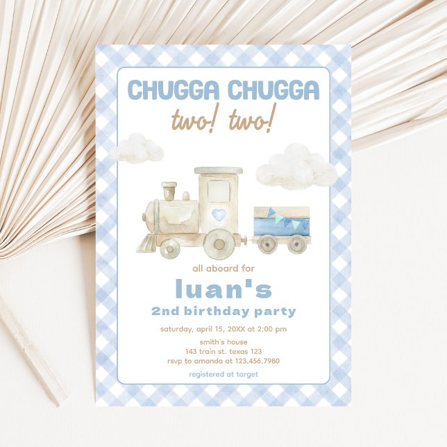 Chugga Chugga Train Birthday  Invitation (Train Boy Birthday Party Invitation)