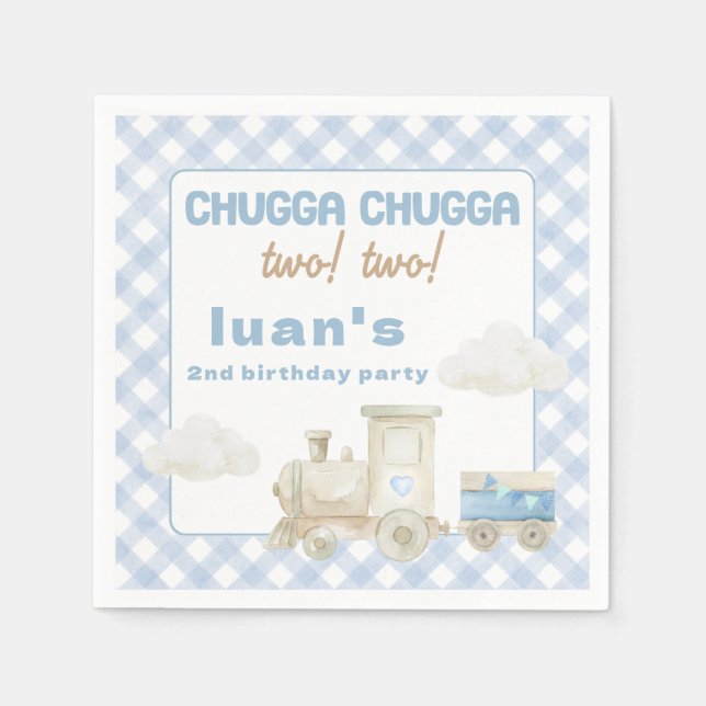 Chugga Chugga Train Birthday  Napkin (Front)