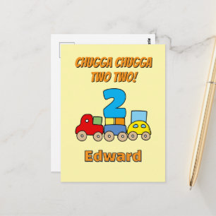 Chugga Chugga Two Two 2nd Birthday Train Postcard
