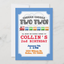 Chugga Chugga Two Two Birthday Invitation