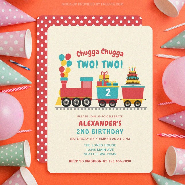 Chugga Chugga TWO TWO Kids Birthday Invitation (Creator Uploaded)