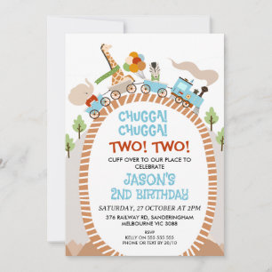 Chugga Chugga Two Two Train 2nd Birthday Invitation