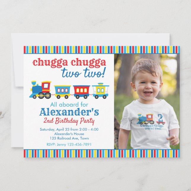 Chugga Chugga Two Two Train Birthday Invitation (Front)