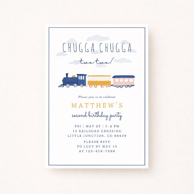 Chugga Chugga Two Two Train Birthday Invitation (Creator Uploaded)