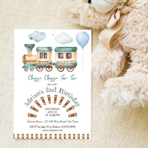 Chugga chugga two two train birthday invitation