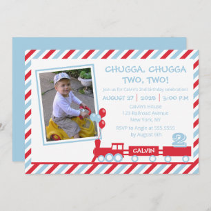 Chugga Chugga Two Two Train Birthday  Invitation