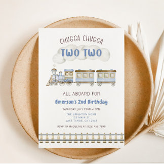 Chugga Chugga Two Two Train Second Birthday Invite