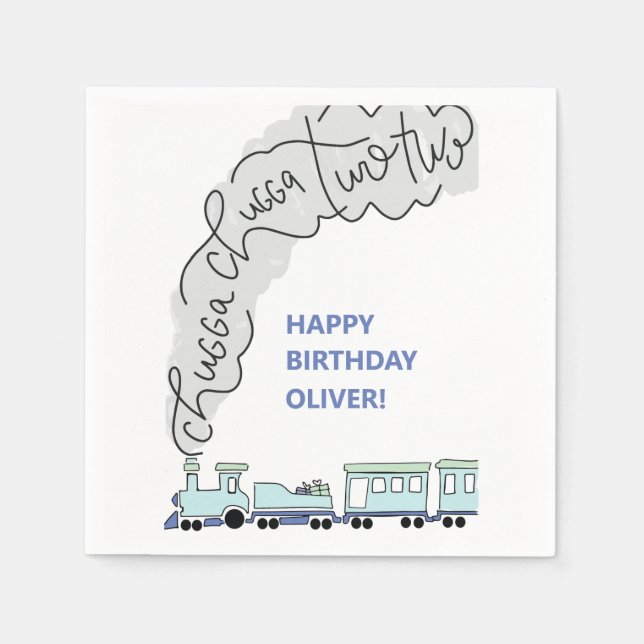 Chugga Chugga Two Two Train Second Birthday Party  Napkin (Front)