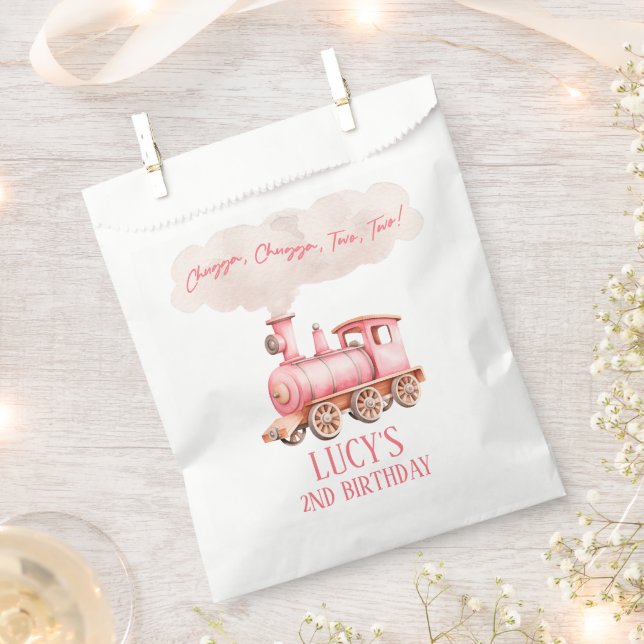 Chugga Two Two Choo Choo Train 2nd Birthday Party Favour Bag (Clipped)