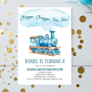 Chugga Two Two Choo Choo Train 2nd Birthday Party Invitation