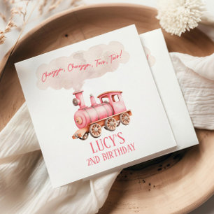 Chugga Two Two Choo Choo Train 2nd Birthday Party Napkin