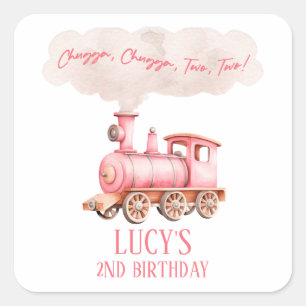 Chugga Two Two Choo Choo Train 2nd Birthday Party Square Sticker