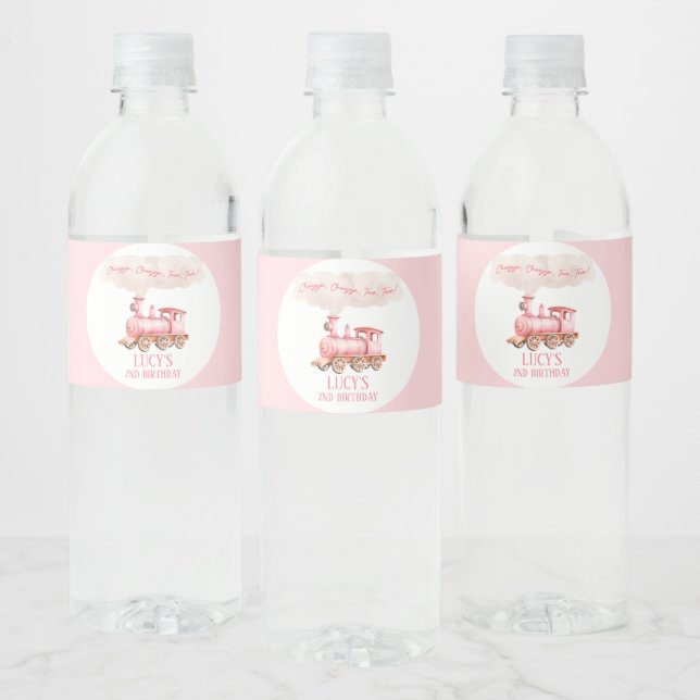 Chugga Two Two Choo Choo Train 2nd Birthday Party Water Bottle Label (Bottles)